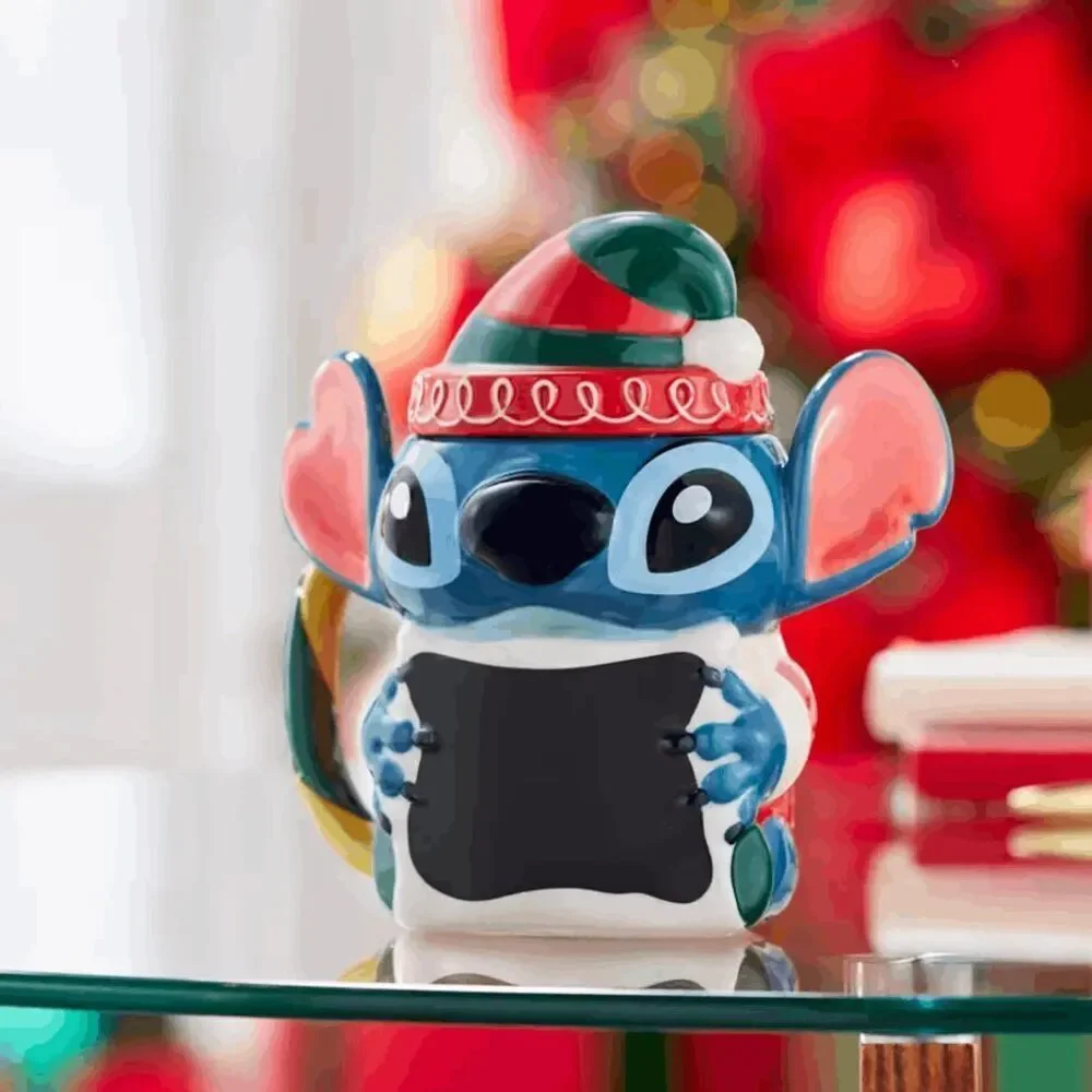 Elf Stitch Holiday Mug & Lid Disney Parks Lilo & Stitch NEW NIB Christmas Santa